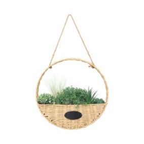 Plantes artificielles suspendues dans un panier tressé avec corde  D 40 cm