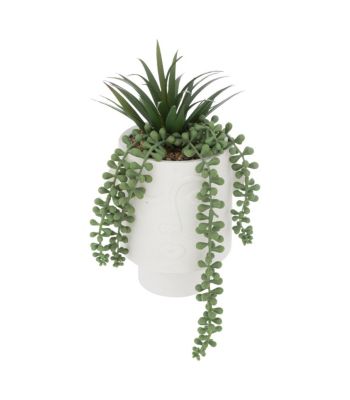 Plantes artificielles Visage pot Blanc H 25 cm