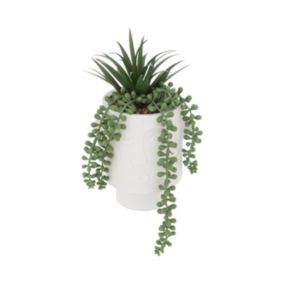 Plantes artificielles Visage pot Blanc H 25 cm