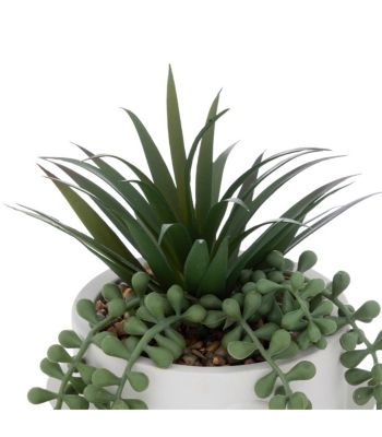 Plantes artificielles Visage pot Blanc H 25 cm