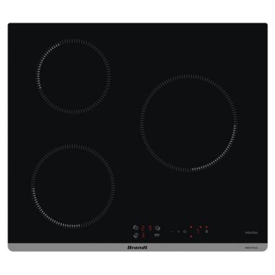 Plaque à induction 3 zones L. 59 cm Brandt verre noir Castorama