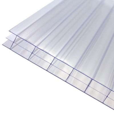 Plaque alvéolaire polycarbonate transparent 400 x 100 cm, ép.16 mm (vendue  à la plaque) | Castorama