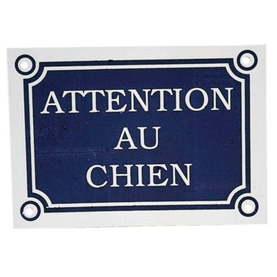 Plaque attention au chien - ZOLUX - Bleu et blanc