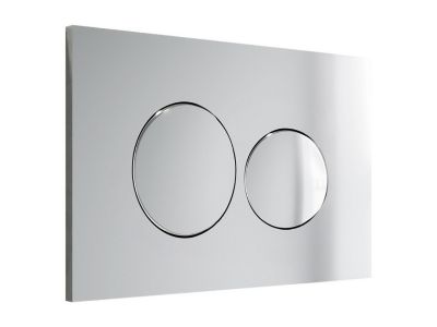 Élégant bouton poussoir chromé pour toilettes de forme ovale