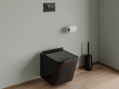 Plaque de commande pour WC avec double touche - Noir - OPULUS