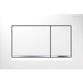 Plaque de commande WC GEBERIT Sigma30 double touche: blanc, chromé brillant