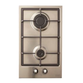 Plaque de cuisson gaz 2 foyers Cooke & Lewis coloris gris l.30,5 x P.51 x H.8,5 cm