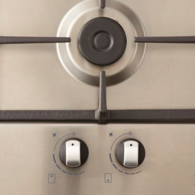 Plaque de cuisson gaz 2 foyers Cooke & Lewis coloris inox l.30,5 x P.51 x H.8,5 cm