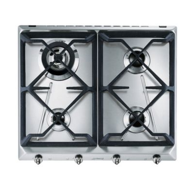 Plaque de cuisson gaz 4 foyers - coloris argent - l.59,5 x P.50 x H.3 cm - Smeg SRV564GH3