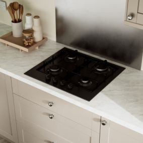 Plaque de cuisson gaz 4 foyers - coloris noir - l.58 x P.51 x H.8,3 cm NN4BGASBUK