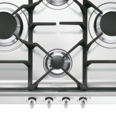 Plaque de cuisson gaz 4 foyers Smeg coloris argent l.60 x P.50,3 x H.7,6 cm