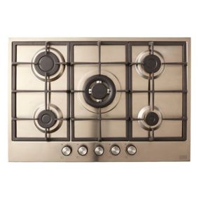 Plaque de cuisson gaz 5 foyers Cooke & Lewis coloris cuivre l.75 x P.51 x H.8,5 cm