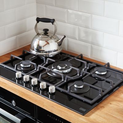 Plaque de cuisson gaz 5 foyers Cooke & Lewis coloris noir l.75 x P.52,3 x H.9,5 cm