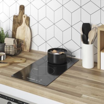 Plaque de cuisson induction 2 foyers Cooke & Lewis coloris noir l.29 x P.52 x H.6,85 cm