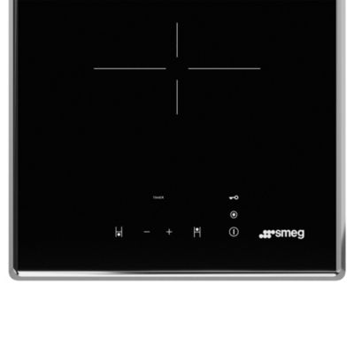 Plaque de cuisson induction 2 foyers Smeg coloris noir et argent l.30 x P.51 x H.5,8 cm