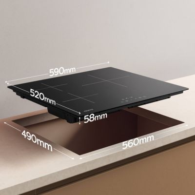 Plaque de cuisson induction 3 foyers 6200W fonction boost L59xP52cm 9 puissances securité enfant auto-stop minuterie Ciarra CD3BIH