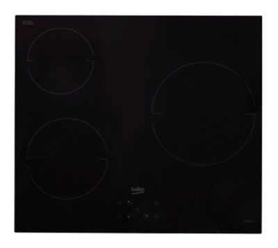 Plaque de cuisson induction 3 foyers Beko coloris noir l.58 x P.51 x H.5,5 cm