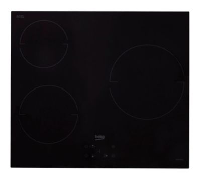 Plaque de cuisson induction 3 foyers - coloris noir - l.58 x P.51 x H.5,5 cm - Beko HQI63400MT