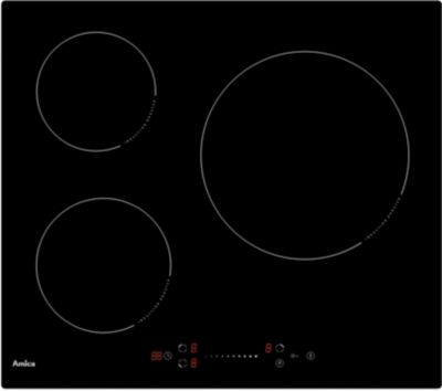 Plaque de cuisson induction 3 foyers - coloris noir - l.60 x P.52 x H.6 cm - Amica GP371