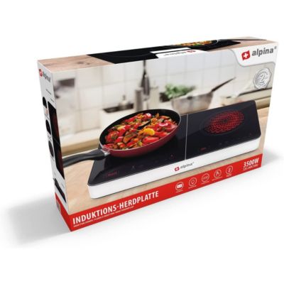 AMZCHEF Plaque Induction 2 Feux 3500W – Commandes Indépendantes, 20 Niveaux Température/Puissance, IGBT Amélioré, Minuterie 4h, Sécurité Enfant