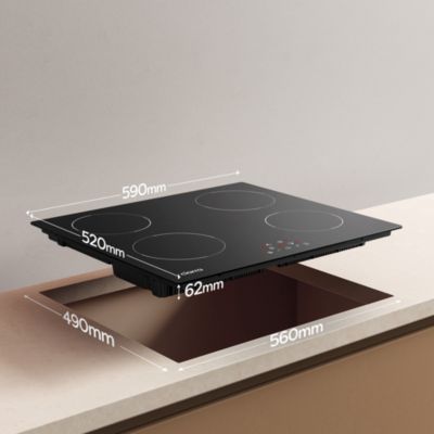 Plaque de cuisson induction 4 foyer 6000W L59xP52cm 9 niveaux de puissance commande tactile Ciarra CD4BIH-D