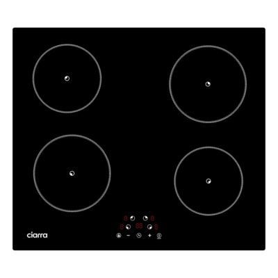 Plaque de cuisson induction 4 foyers 6000W L59xP52cm 4 miuteurs 9 niveaux de puissance tactile Ciarra CD4BIH-F