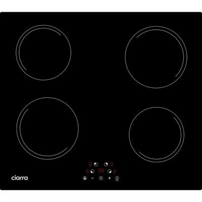 Plaque de cuisson induction 4 Foyers 6000W L59xP52cm commande tactile minuteur 9 niveaux Ciarra CABBIH4-E