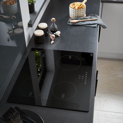 Plaque de cuisson induction 4 foyers Cooke & Lewis coloris noir l. 59 x P. 52 x H. 6,5 cm