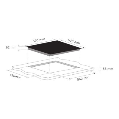 Plaque de cuisson induction 4 foyers NN4ZID60EU noir l.59 x P.52 x H.6,2 cm