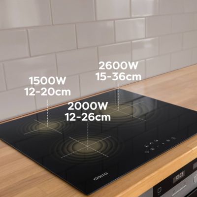 Plaque de cuisson induction encastrable 3 foyers 6100W 9 puissances securité enfant 59cm Ciarra CD3BIH