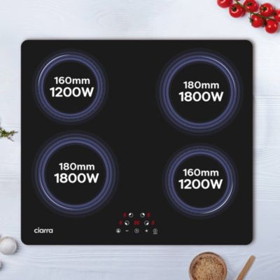 Plaque de cuisson induction encastrable 4 foyers 6000W commande tactile 9 niveaux de puissance  Ciarra  CD4BIH-C