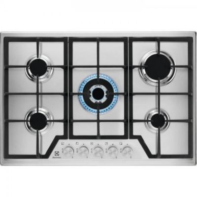 Plaque de Cuisson - Table a GAZ ELECTROLUX KGS7536SX -  encastrable - 5 foyers - L 75 x P52cm - Inox - Grilles en fonte