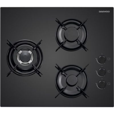 Plaque de Cuisson - Table a GAZ Plaque de cuisson a gaz - DAEWOO - 3 foyers - 60 cm - BH6GKR21BNL - Noir
