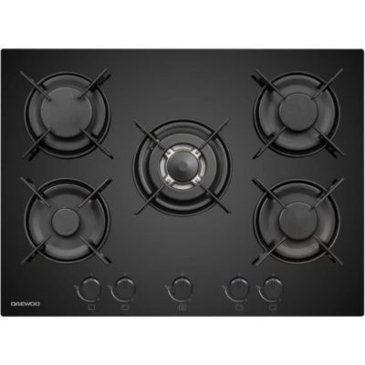 Plaque de Cuisson - Table a GAZ Plaque de cuisson a gaz - DAEWOO - 5 foyers - 70 cm - BH7GKF51BNM - Noir