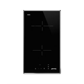 Plaque de cuisson vitrocéramique 2 foyers - coloris noir et argent - l.30 x P.51 x H.5,8 cm - Smeg SE232TX1