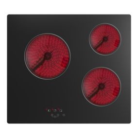 Plaque de cuisson vitrocéramique 3 foyers - coloris noir - l.59 x P.52 x H.5,2 cm NN3ZCR60EU