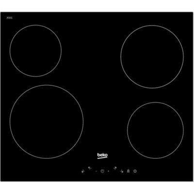 Plaque de cuisson vitrocéramique 4 foyers Beko coloris noir l.58 x P.51 x H.3,7 cm