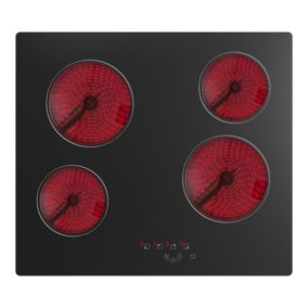Plaque de cuisson vitrocéramique 4 foyers - coloris noir - l.59 x P.52 x H.5 cm NN4ZCR60EU