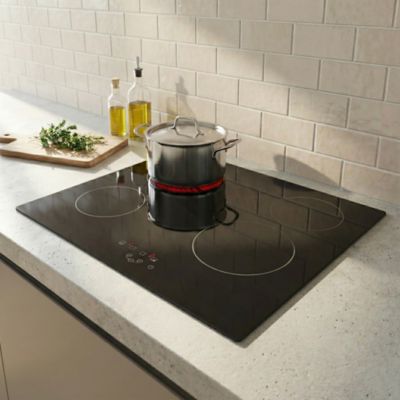 Plaque de cuisson vitrocéramique 4 foyers - coloris noir - l.59 x P.52 x H.5 cm NN4ZCR60EU