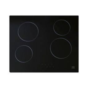 Plaque de cuisson vitrocéramique 4 foyers Cooke & Lewis coloris noir l.59 x P.52 x H.5,2 cm