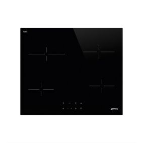 Plaque de cuisson vitrocéramique 4 foyers Smeg coloris noir l.60 x P.51 x H.6,3 cm