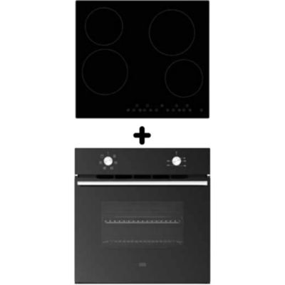 Plaque de cuisson vitrocéramique 4 zones 6000 W + four encastrable 66 L Cooke & Lewis
