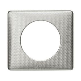 Plaque de finition 1 poste Legrand Céliane 0 988 52 coloris alu snake l.90 x P.8,5 x H.82 mm
