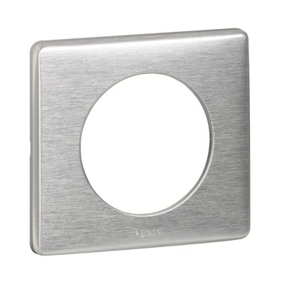 Plaque de finition 1 poste Legrand Céliane 0 998 65 coloris aluminium l.90 x P.9 x H.82 mm