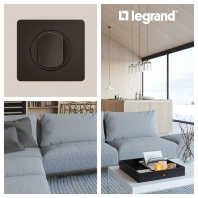 Plaque de finition 1 poste Legrand Céliane CP0121 coloris noir mat l.90 x P.9 x H.82 mm