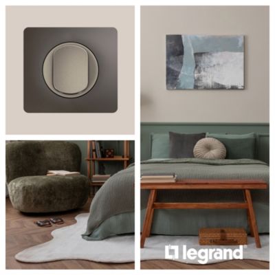 Plaque de finition 1 poste Legrand Céliane CP1021 coloris gris cendré l.90 x P.9 x H.82 mm