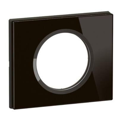 Plaque de finition 1 poste Legrand Céliane CP1901 coloris verre onyx noir l.101 x P.11 x H.84 mm