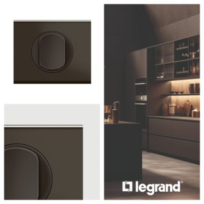 Plaque de finition 1 poste Legrand Céliane CP2201 coloris nickel sombre satiné l.101 x P.9 x H.83 mm