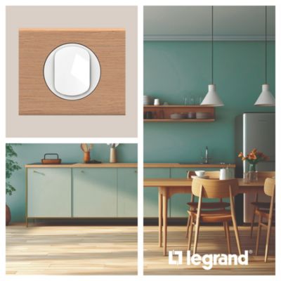 Plaque de finition 1 poste Legrand Céliane CP2401 coloris chêne l.101 x P.9 x H.83 mm