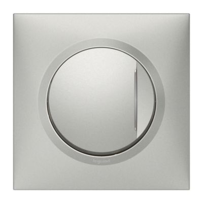 Plaque de finition 1 poste Legrand Dooxie 6 008 51 coloris aluminium l.87 x P.10 x H.87 mm